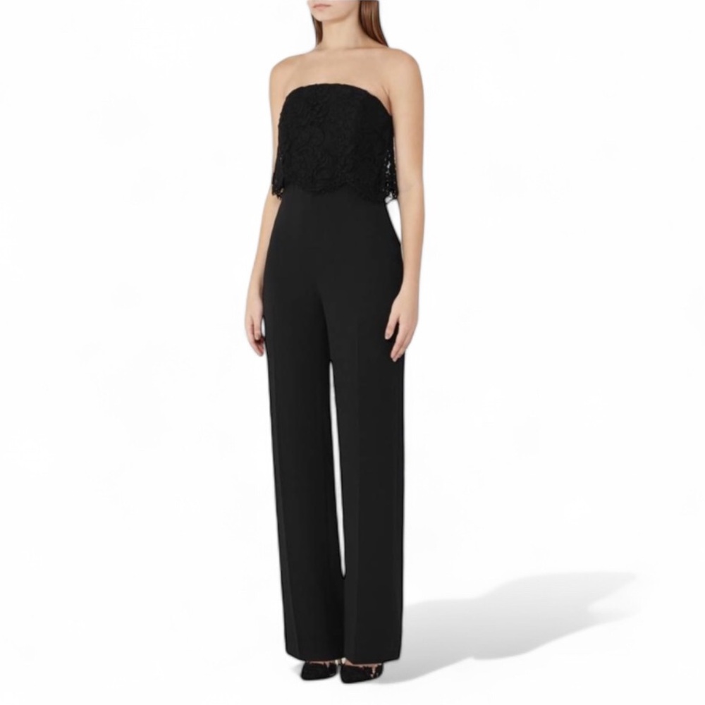 REISS Black Natalie Lace Jumpsuit Size 0